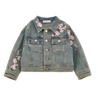 Picture of Monnalisa Girls Bambi Floral Denim Jacket - Stone