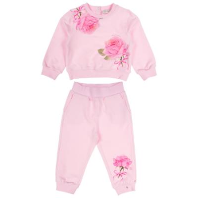 Picture of Monnalisa Bebe Girls Roses Tracksuit Set - Pink