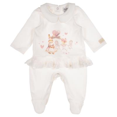 Picture of Jamiks Kids Baby Girls Naja Love Bunny Babygrow - Ivory Pink