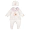 Picture of Jamiks Kids Baby Girls Teona Fairytale Bunny Babygrow Hat Swaddle Set X 3 - Ivory Pink 