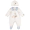 Picture of Jamiks Kids Baby Boys Ege Fairytale Babygrow Hat Swaddle Set X 3 - Ivory Pale Blue