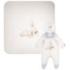 Picture of Jamiks Kids Baby Boys Ege Fairytale Babygrow Hat Swaddle Set X 3 - Ivory Pale Blue