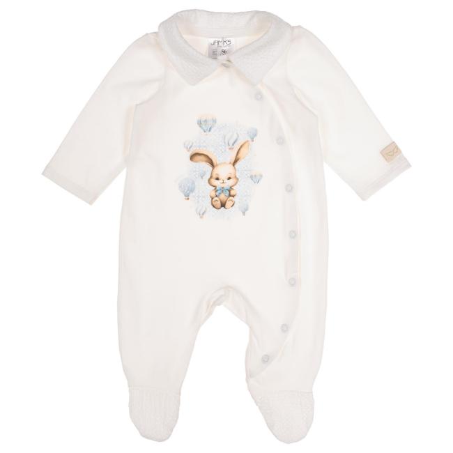 Picture of Jamiks Kids Baby Boys Robin Balloon Bunny Babygrow - Ivory Pale Blue 