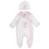 Picture of Jamiks Kids Baby Girls Neia Teddy Babygrow Hat Swaddle Set X 3 - White Pink