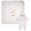 Picture of Jamiks Kids Baby Girls Neia Teddy Babygrow Hat Swaddle Set X 3 - White Pink