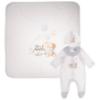 Picture of Jamiks Kids Baby Boys Otto Teddy Toys Babygrow Hat Swaddle Set X 3 - White Pale Blue