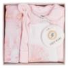 Picture of First Baby Girls Boxed Vintage Pram Print Babygrow Hat & Swaddle Set X 3 - Pink  