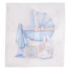 Picture of First Baby Boys Boxed Vintage Pram Print Babygrow Hat & Swaddle Set X 3 - Pale Blue