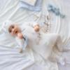 Picture of Jamiks Kids Baby Boys Ege Fairytale Babygrow Hat Swaddle Set X 3 - Ivory Pale Blue