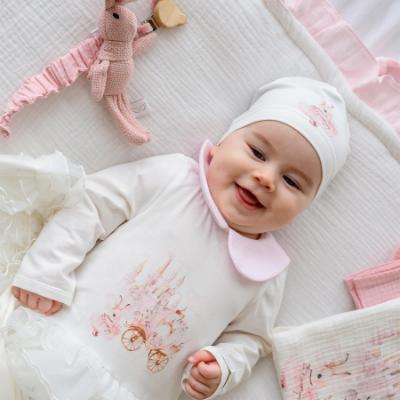 Picture of Jamiks Kids Baby Girls Teona Fairytale Bunny Babygrow Hat Swaddle Set X 3 - Ivory Pink 