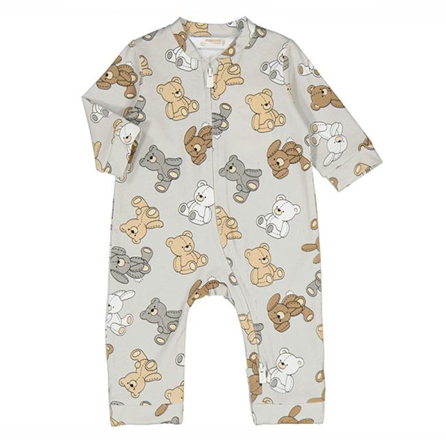 Picture of PRE-ORDER Mayoral Newborn Boys Teddy & Bunny Zip Babygrow - Beige