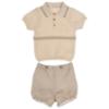 Picture of Rigola Baby Boys Organic Knit Polo Top & Shorts Set - Beige