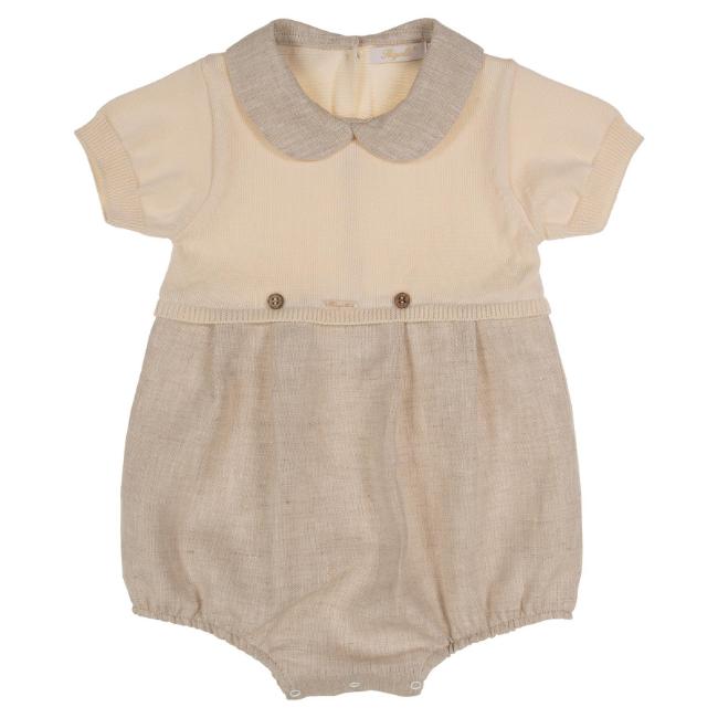 Picture of Rigola Baby Boys Organic Knit & Linen Romper - Beige 