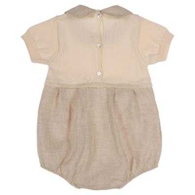 Picture of Rigola Baby Boys Organic Knit & Linen Romper - Beige 