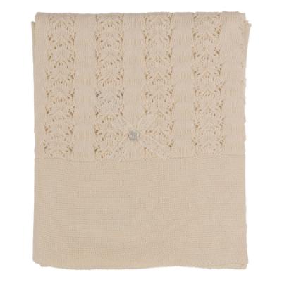 Picture of Rigola Baby Girls Openwork Knit Organic Cotton Shawl - Beige