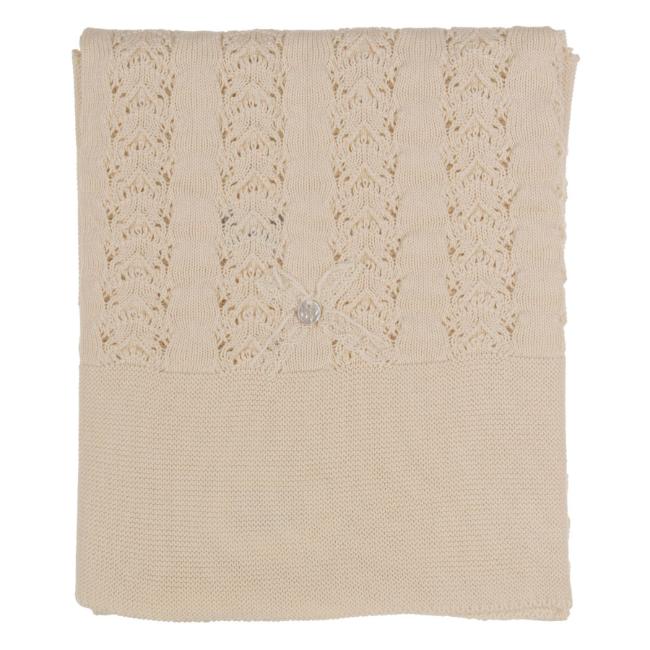 Picture of Rigola Baby Girls Openwork Knit Organic Cotton Shawl - Beige