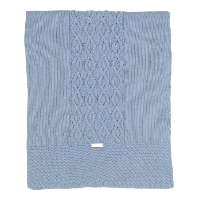 Picture of Rigola Baby Twisted Cable Knit Organic Cotton Shawl - Sky Blue