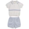 Picture of Rigola Baby Boys Organic Knit Polo Top & Shorts Set - White Sky Blue