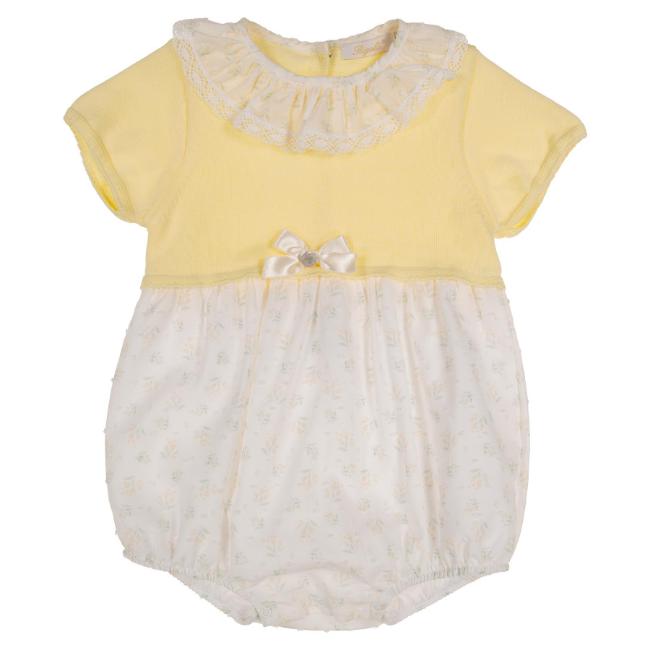 Picture of Rigola Baby Girls Organic Knit & Plumetti Romper - Summer Sun Yellow