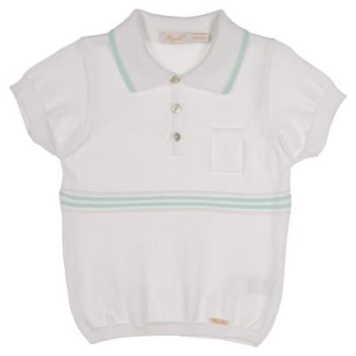 Picture of Rigola Baby Boys Organic Knit Polo Top & Shorts Set - White Green Water