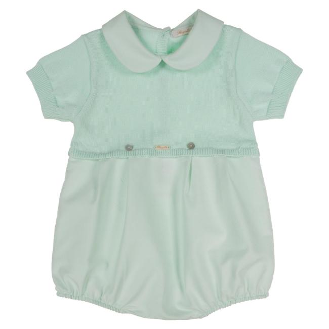 Picture of Rigola Baby Boys Organic Knit & Linen Romper - Green Water