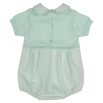 Picture of Rigola Baby Boys Organic Knit & Linen Romper - Green Water