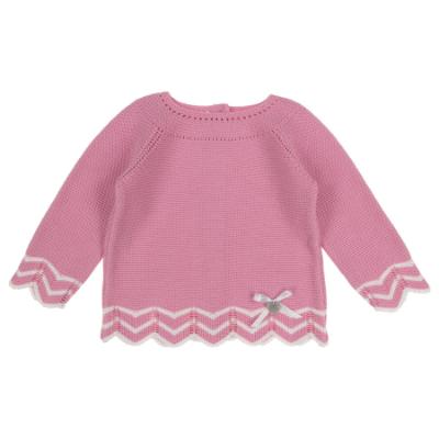 Picture of Granlei Baby Girls Soft Knit ZigZag Sweater & Pant Set X 2 - Fucsia Pink White