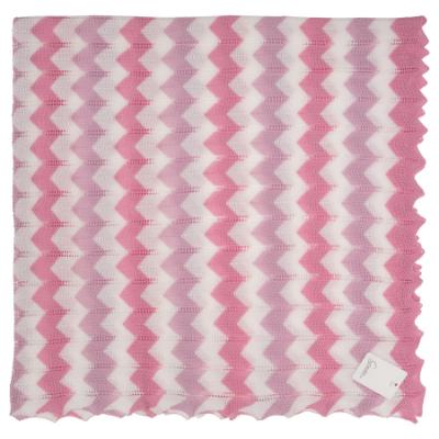 Picture of Granlei Fine ZigZag Knit Baby Shawl - Fucsia Pink White