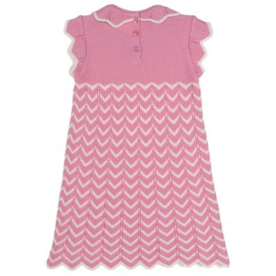 Picture of Granlei  Girls Knitted ZigZag Dress - Fucsia Pink White