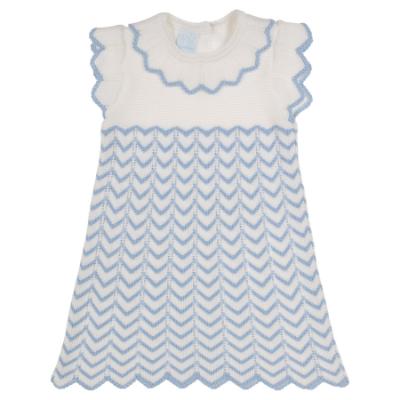 Picture of Granlei  Girls Knitted ZigZag Dress - White Blue