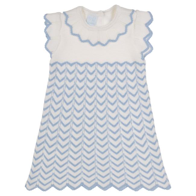 Picture of Granlei  Girls Knitted ZigZag Dress - White Blue