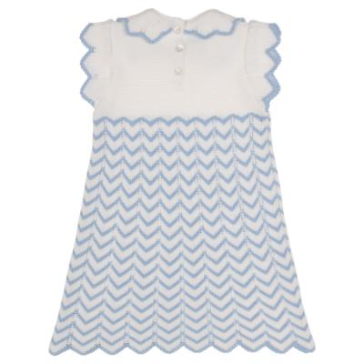 Picture of Granlei  Girls Knitted ZigZag Dress - White Blue