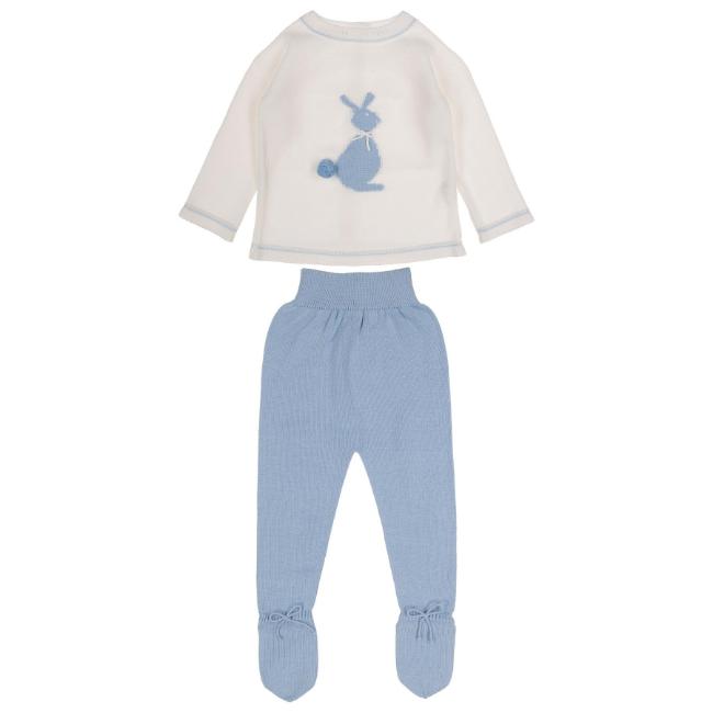 Picture of Granlei Baby Boys Soft Knit Bunny Sweater & Pant Set X 2 - White Blue