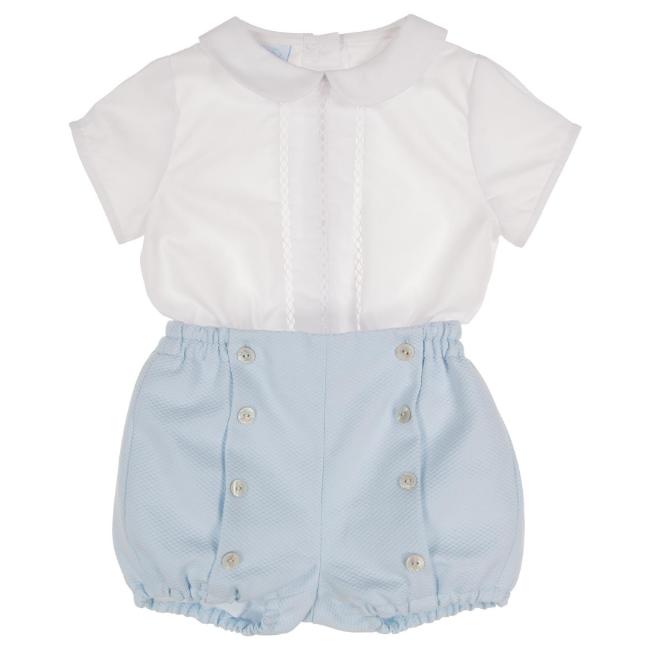 Picture of Granlei Baby Boys Peter Pan Blouse & Pant Set X 2 - White Blue