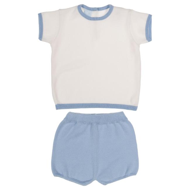 Picture of Granlei  Boys Soft Knit Top & Shorts Set X 2 - White Blue