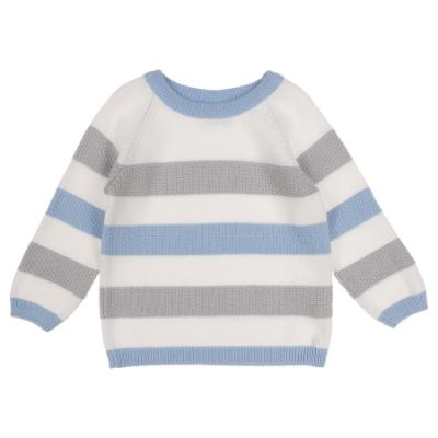 Picture of Granlei  Boys Raised Knit Stripe Jumper - White Blue Grey