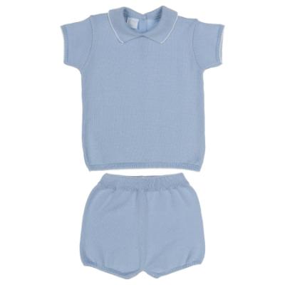 Picture of Granlei  Boys Soft Knit Polo Top & Shorts Set X 2 - Blue