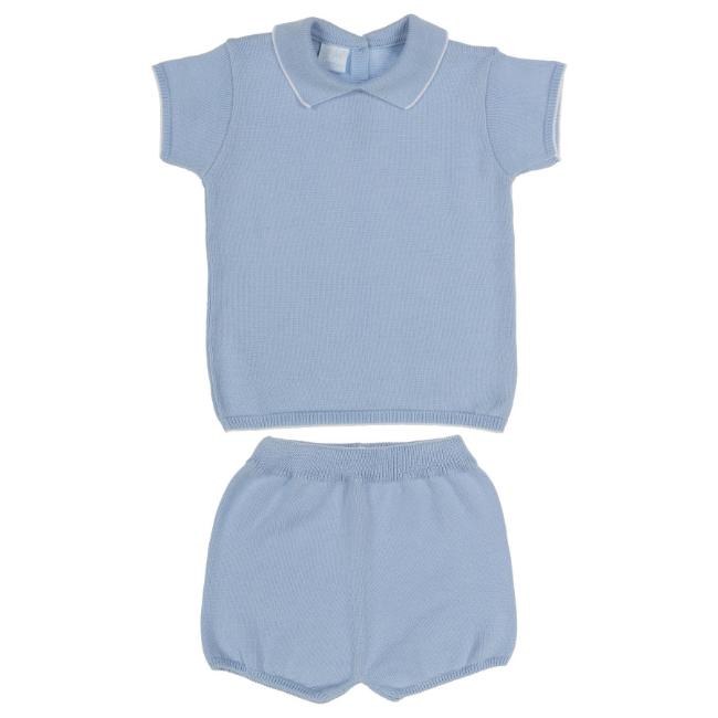 Picture of Granlei  Boys Soft Knit Polo Top & Shorts Set X 2 - Blue