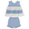 Picture of Granlei  Girls Knitted Ruffle Top & Shorts Set X 2 - Blue White