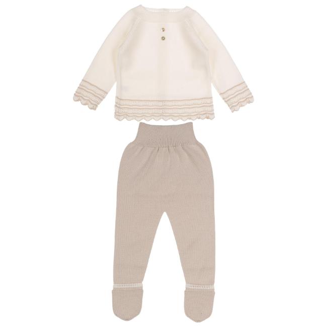 Picture of Granlei Baby Soft Knit Openwork Sweater & Pant Set X 2 - Ivory Beige