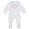 Picture of Deolinda Baby Bombon Smocked Ruffle Babygrow  - White Pink