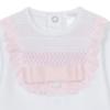 Picture of Deolinda Baby Bombon Smocked Ruffle Babygrow  - White Pink