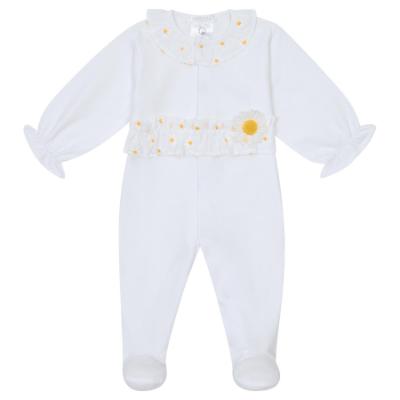 Picture of Deolinda Baby Girls Sunny Ruffle Babygrow  - White Yellow