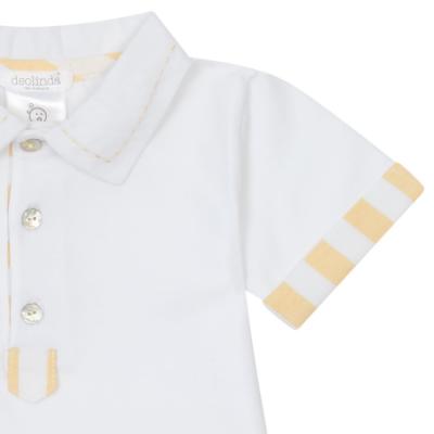 Picture of Deolinda Boys Sunny Short Sleeve Polo Top & Stripe Shorts Set - White Yellow