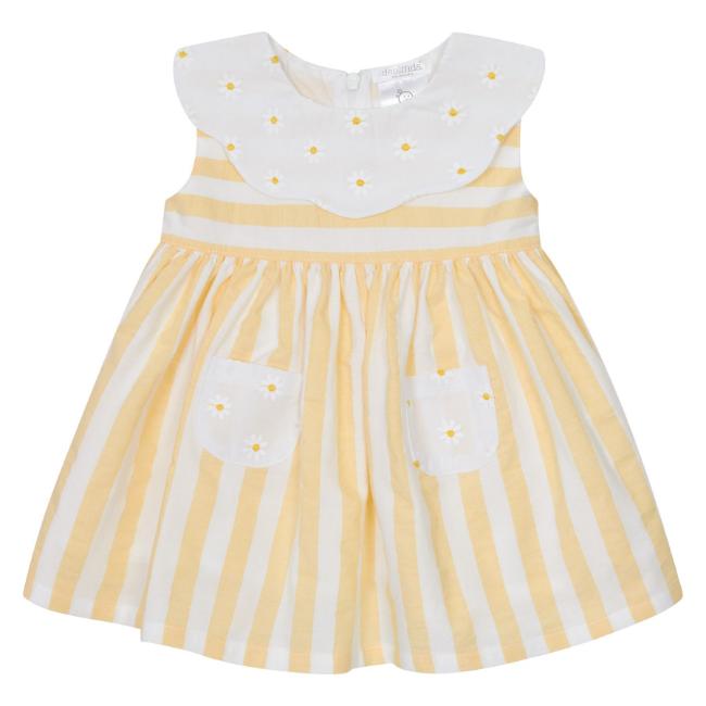 Picture of PRE ORDER Deolinda Girls Sunny Wide Stripe Dress - White Yellow 