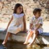 Picture of PRE ORDER Deolinda Girls Sunny Wide Stripe Dress - White Yellow 