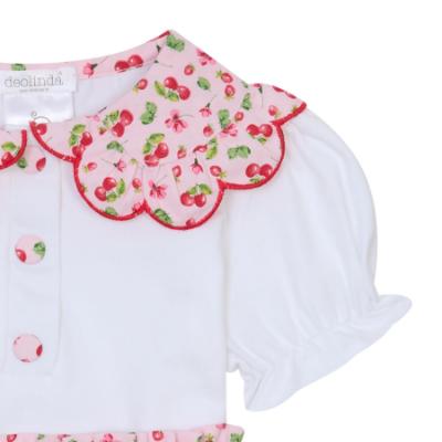 Picture of Deolinda Girls Fresh Cherry Print Blouse & Shorts Set X 2 - White Pink Red