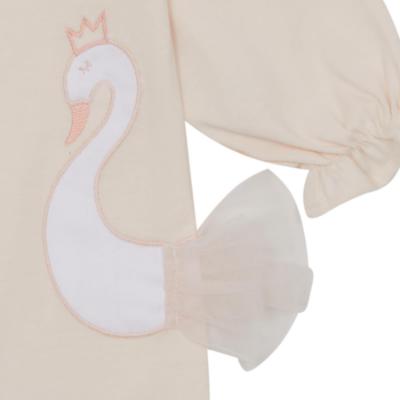 Picture of Deolinda Baby Girls Opera Swan Babygrow  - Peach