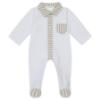 Picture of Deolinda Baby Boys Espresso Wide Stripe Babygrow  - White Beige