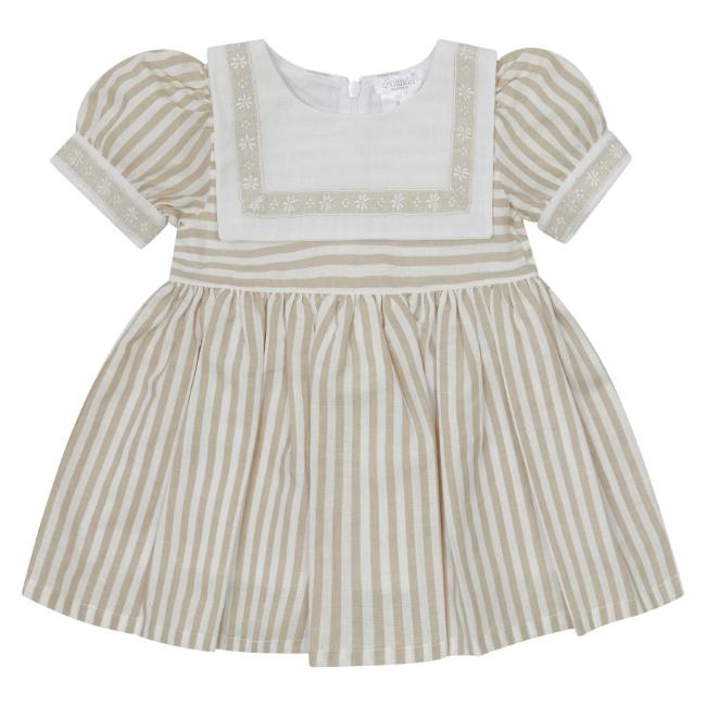 Picture of Deolinda Girls Espresso Puff Sleeve Sailor Collar Dress - White Beige